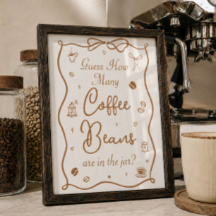 Póster Ducha de Novia de Café Adivina Cuántos Granos de C