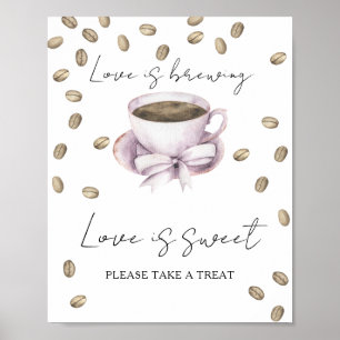 Póster ducha de novia de café El amor es dulce toma un re