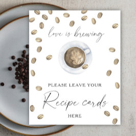 Póster Ducha de novia de café Tarjeta de receta aquí