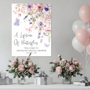 Póster Ducha de Novia de Flor Silvestre de Mariposa