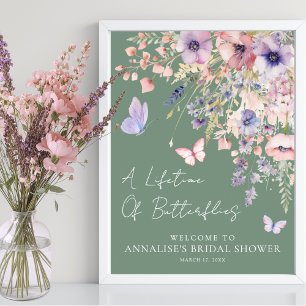 Póster Ducha de Novia de Flor Silvestre de Mariposa