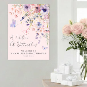 Póster Ducha de Novia de Mariposa Rosa Silvestre