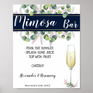 Póster Ducha de Novia de Mimosa de Hierba de Pampas, Boda