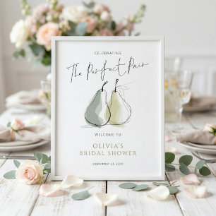 Póster Ducha de Novia de Par Perfecto Caprichosa con Pera