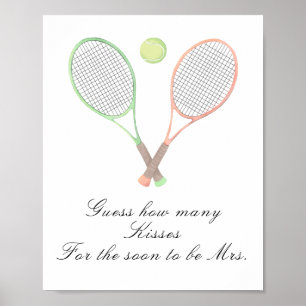 Póster Ducha de novia de tenis - Juego de cuántos besos