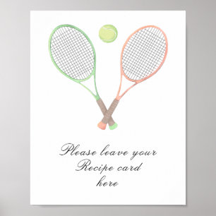 Póster Ducha de novia de tenis - Tarjeta de receta