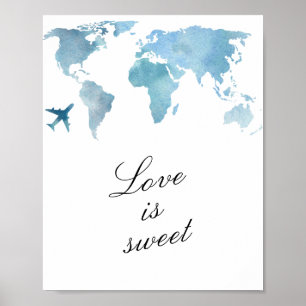 Póster Ducha de novia de viaje - el amor es dulce toma un