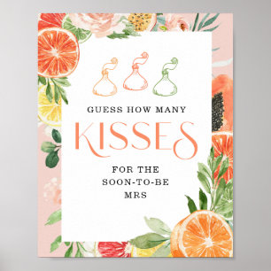 Póster Ducha de novia del cítrico tropical cuántos besos