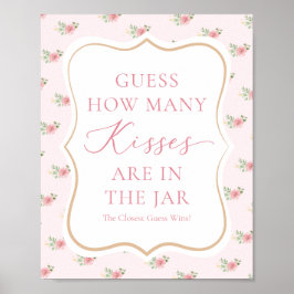 Póster Ducha de Novia del Tea Party Adivina Cuántos Besos