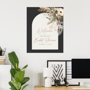 Póster Ducha de novia económica pampas grass moderna eleg