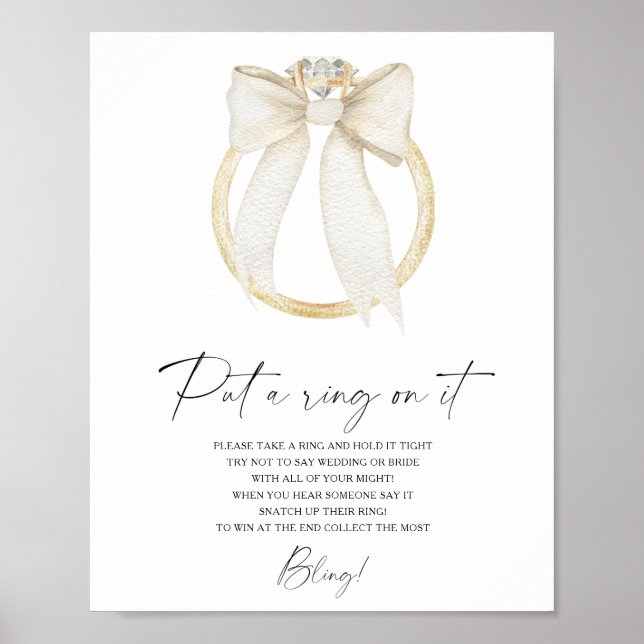 Póster Ducha de novia en anillo Ponga un anillo en el jue (Frente)