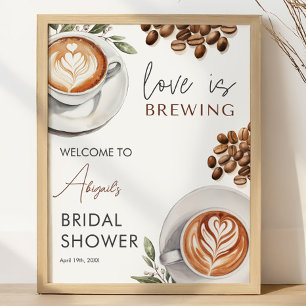 Póster Ducha de novia en café - Bienvenida 16x20