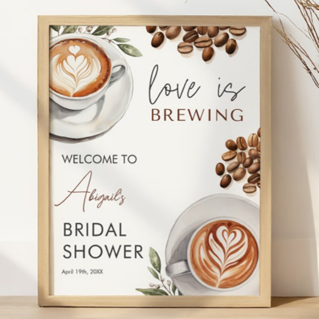Póster Ducha de novia en café - Bienvenida 16x20 (Coffee Bridal Shower - 16x20 Welcome Poster
)
