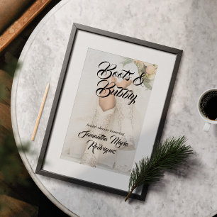 Póster Ducha de novia en Texas con botas de diamantes de