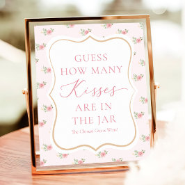 Póster Ducha de novia Fiesta de té adivina cuántos besos