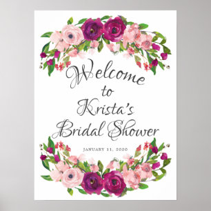 Póster Ducha de Novia Floral Rosa Claro y Marsala de Bien