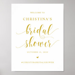 Póster Ducha de Novia, fuente de boda moderna dorada