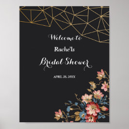 Póster Ducha de novia geométrica de oro