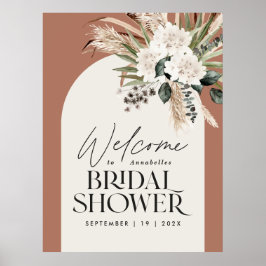 Póster Ducha de novia hierba pampas moderna terracota chi