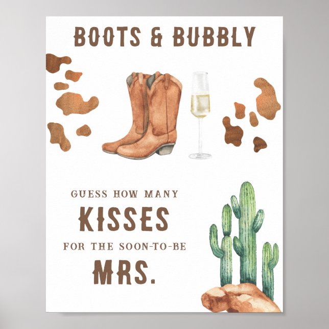Póster Ducha de novia occidental cuántos besos (Frente)
