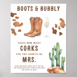 Póster Ducha de novia occidental Cuántos corchos 