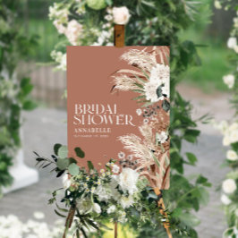 Póster Ducha de novia pampas terracota moderna terracota