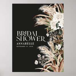 Póster ducha de novia pampas terracota moderno espuma neg