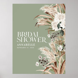 Póster Ducha de novia pampas terracota moderno verde salv