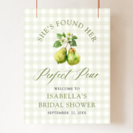 Póster Ducha de Novia Par Perfecto Gingham Verde Moderno