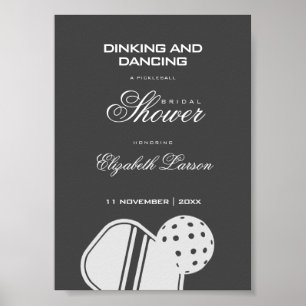 Póster Ducha de Novia para Amantes de Pickleball Negro y 