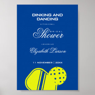 Póster Ducha de Novia para Amantes de Pickleball Neon Azu