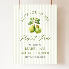 Póster Ducha de Novia Perfecta Pera Verde Gingham Moderna