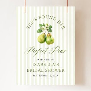 Póster Ducha de Novia Perfecta Pera Verde Gingham Moderna