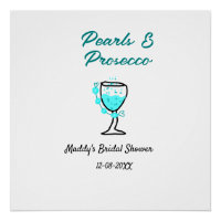 Ducha de novia perlas y prosecco azul negro nombre