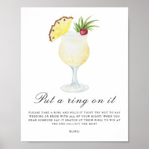 Póster Ducha de novia Pina colada - Ponle un anillo al ju