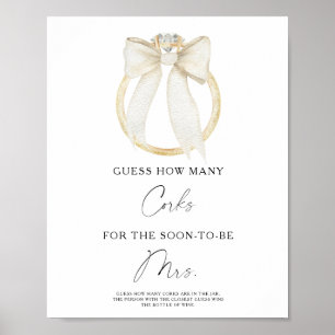Póster Ducha de novia Ring & Bow Cuántas Corchos