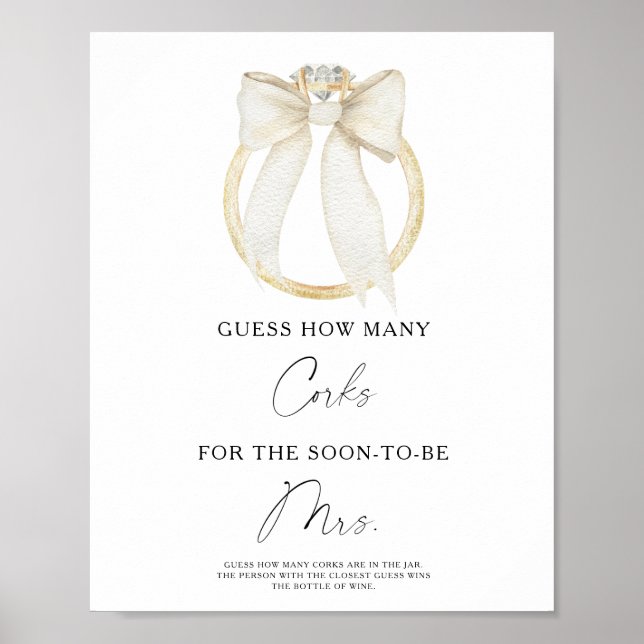 Póster Ducha de novia Ring & Bow Cuántas Corchos  (Frente)