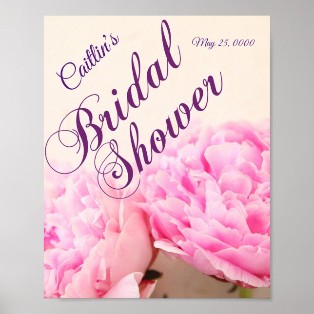 Póster Ducha de novia rosa de dos peonías (Frente)