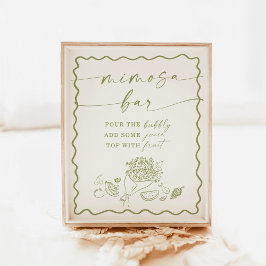 Póster Ducha de novia Rótulo de bar Mimosa, mercado de ag