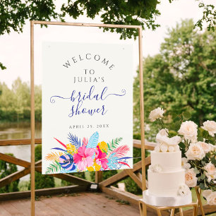 Póster Ducha de novia salvaje rosa azul de la marina