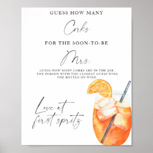 Póster Ducha de Novia Spritz Adivina Cuántos Corchos