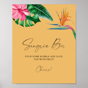 Póster Ducha de novia tropical acuática - barra de sangrí
