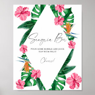 Póster Ducha de novia tropical acuática - barra de sangrí