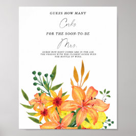 Póster Ducha De Novias Adivinan Cuántos Corchos