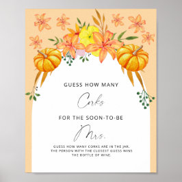 Póster Ducha De Novias Adivinan Cuántos Corchos