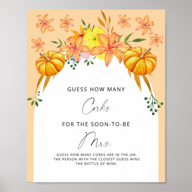 Póster Ducha De Novias Adivinan Cuántos Corchos (Frente)