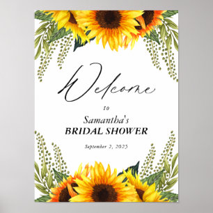Póster Ducha De Novias Bienvenidos Flores De Agua Rústica