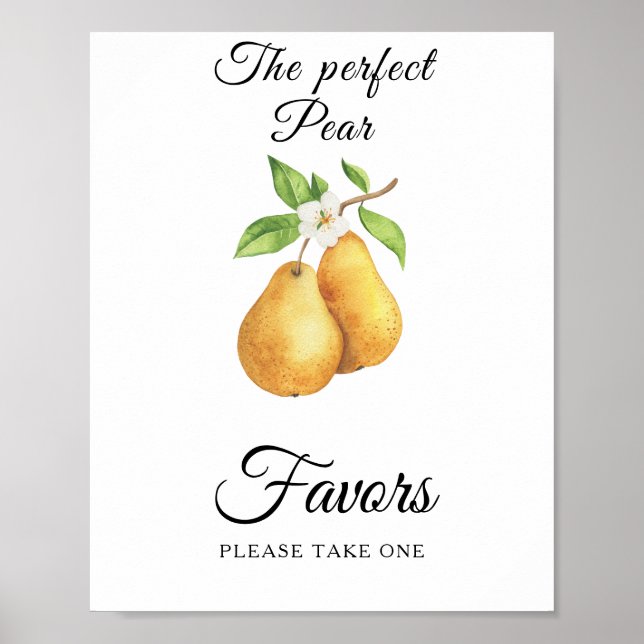 Póster Ducha de novias Pear Favor de tomar una (Frente)