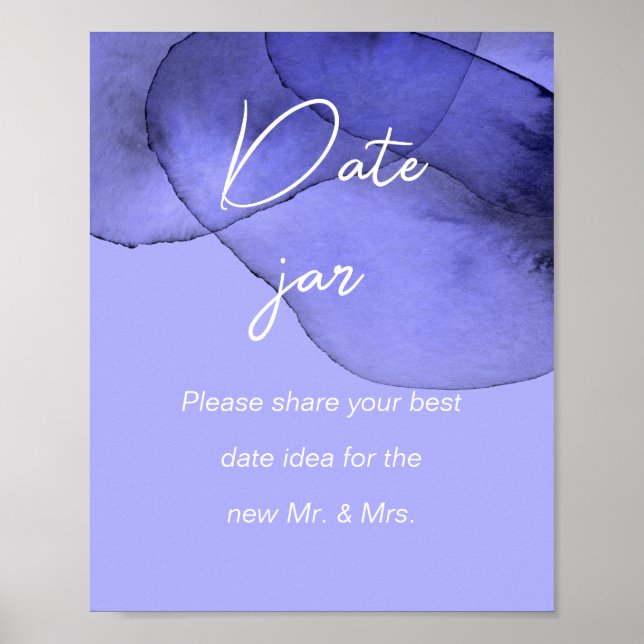 Póster Ducha de novios con jarrete de lavanda violeta azu (Frente)