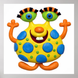 Póster Ducha de Nursery para Bebe Niño Monstruo Amarillo 